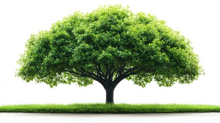 Lush green tree stands proudly in a grassy field.