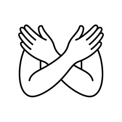 Arms Crossed in an X Shape Line Art Symbol