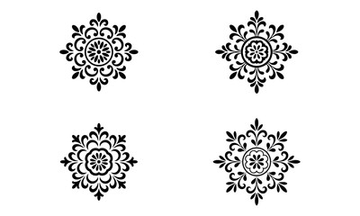 Obraz premium Set of decorative mandala style floral icons with symmetrical ornamental design elements 