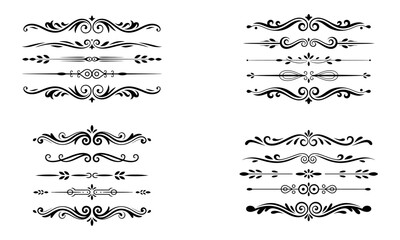 Collection of vintage ornamental divider elements for borders frames and decorative design
