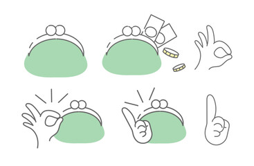 Wallet and Hand Gesture Icon Set