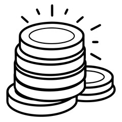 Stack of coins icon illustration financial success wealth