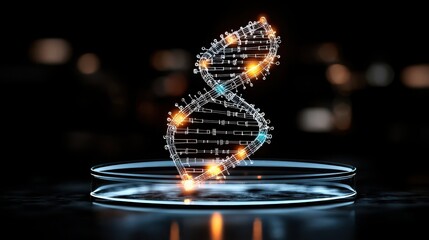 Bioethics in Gene Concept. Futuristic DNA Helix Structure with Glowing Elements Representing Genetic Research and Innovation