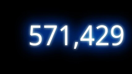 青く光る0から1,000,000まで増えていくカウントアニメーション（青）（透過）