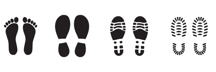 footprint icon. foot tracks icon .  Footprint Vector Illustration Set Silhouette | Shoe, Paw, and Barefoot Print Icons Footprint Vector Illustration Set Silhouette . 