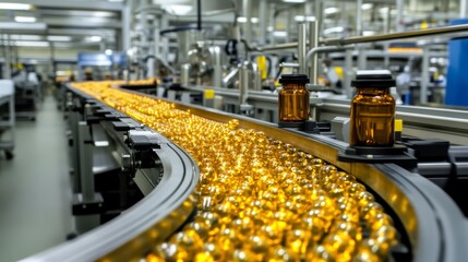 pharmacy pills in modern industry productional line.