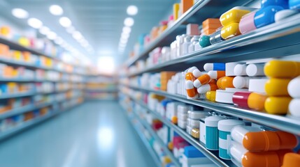 pharmacy pills in modern industry productional line.