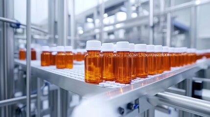pharmacy pills in modern industry productional line.