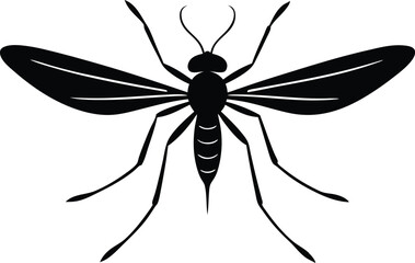 flying mosquito silhouette vector illustration