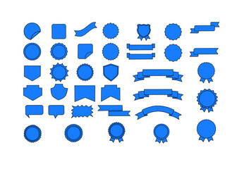 set of blue ribbon banner icon
