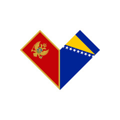 friendship concept. heart shape icon of montenegro and bosnia flags. vector illustration isolated on white background