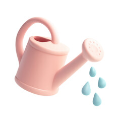 Pink watering can with water droplets
