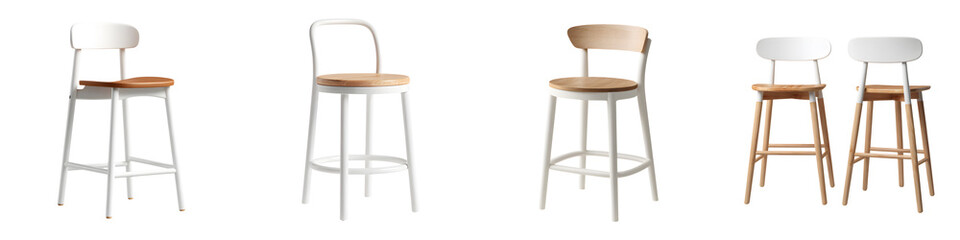 Minimalist modern furniture chairs and stools in wood and metal