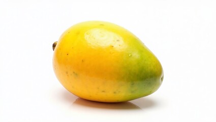 Fresh ripe mango on a white background, close-up shot showcasing its vibrant colors
