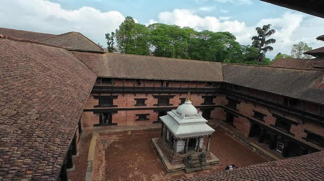 Keshav Narayan Temple Courtyard Interior with Traditional Roof Tiles, Patan Durbar Square, Nepal
