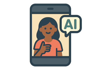 Person interacting with AI on a smartphone while giving a thumbs up, illustrating technology and communication