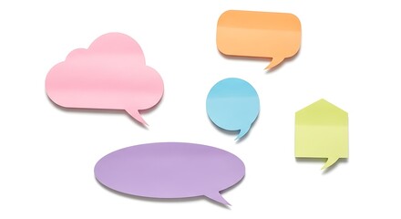 Colorful conversation bubbles float playfully a symbol of connection and sharing ideas and pastel colors reflecting