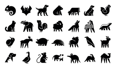 Obraz premium Animals logos collection. Animal logo set. Geometrical abstract logos. Icon design