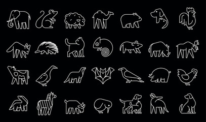 Animals logos collection. Animal logo set. Geometrical abstract logos. Icon design