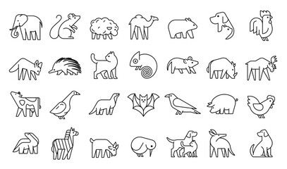 Obraz premium Animals logos collection. Animal logo set. Geometrical abstract logos. Icon design