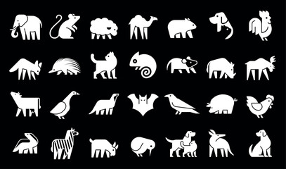 Animals logos collection. Animal logo set. Geometrical abstract logos. Icon design