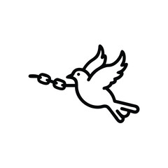 Handdrawn Line Art Dove Flying with Broken Chain Social Justice Symbol bird
