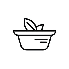 Handdrawn Line Art Illustration of a Small Bowl with Leaves Inside Simple Minimalist Design Social Justice Concept