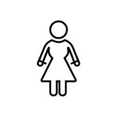 Handdrawn Outline Woman Icon Female Girl Symbol Simple Feminine Line Art Graphic Design Element Social Justice