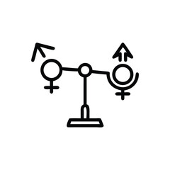 Handdrawn Line Art Illustration Gender Equality Seesaw Balance Male Female Symbols Social Justice Concept