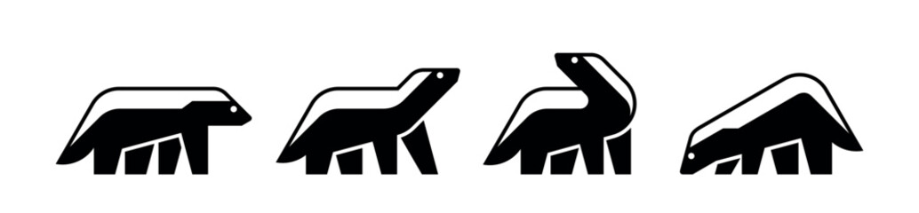 Set of Honey Badger logo. Icon design. Template elements
