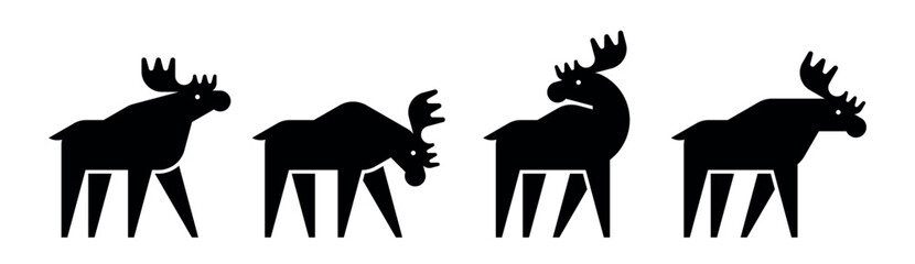 Set of Moose logo. Icon design. Template elements
