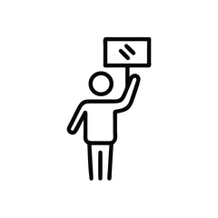 And Handdrawn Illustration Of Person Holding Sign Social Justice Protest Icon vector