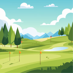 landscape of a golf field , abstract vector illustration