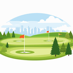 landscape of a golf field , abstract vector illustration