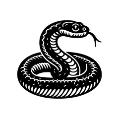 Fototapeta premium Black and white vintage style cobra illustration