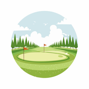landscape of a golf field , abstract vector illustration
