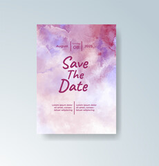 Wedding invitation with abstract splash watercolor