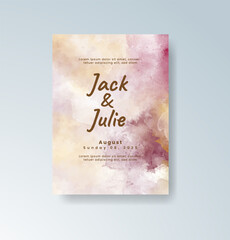 Wedding invitation with abstract splash watercolor