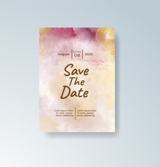 Wedding invitation with abstract splash watercolor