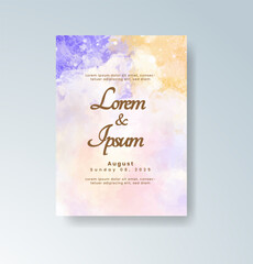 Wedding invitation with abstract splash watercolor