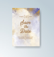 Wedding invitation with abstract splash watercolor