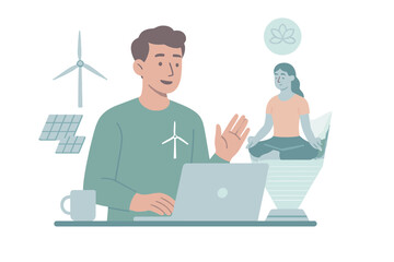 Engaging in sustainable practices while working on renewable energy projects at home