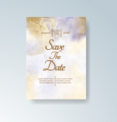 Wedding invitation with abstract splash watercolor