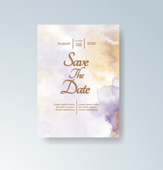 Wedding invitation with abstract splash watercolor