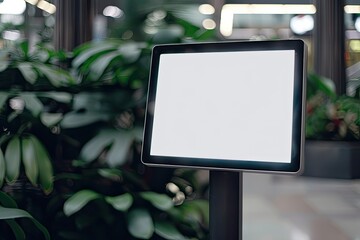 Mock Up Template Background Texture of a Blank White Touch Screen Kiosk Machine