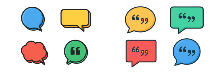 Colorful speech bubbles designed for communication and expression in digital media applications and graphics