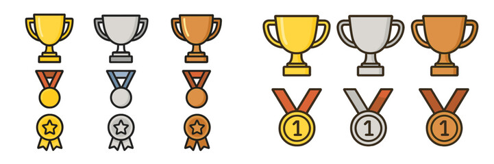 Various trophies and medals displayed in a neat arrangement for recognition of achievements