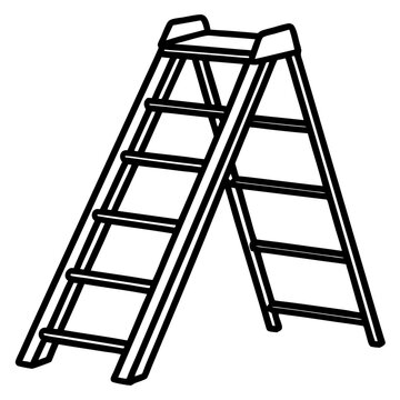 black and white step ladder clip art preview