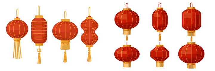 Various styles of traditional red lanterns perfect for festive celebrations and cultural events