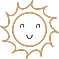 Wavy symmetrical sun with big eyes